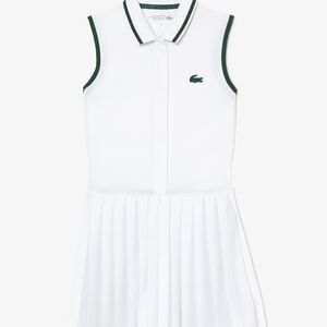 Lacoste White Polo Dress with Green Trim 42-10 Tennis Prep Athletic